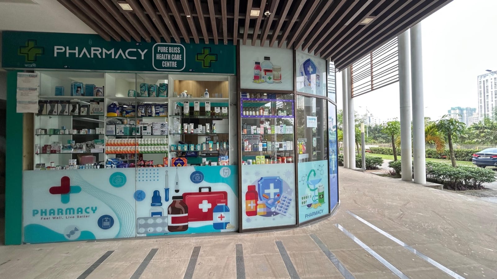 The in-house pharmacy at Pure Bliss Healthcare Centre